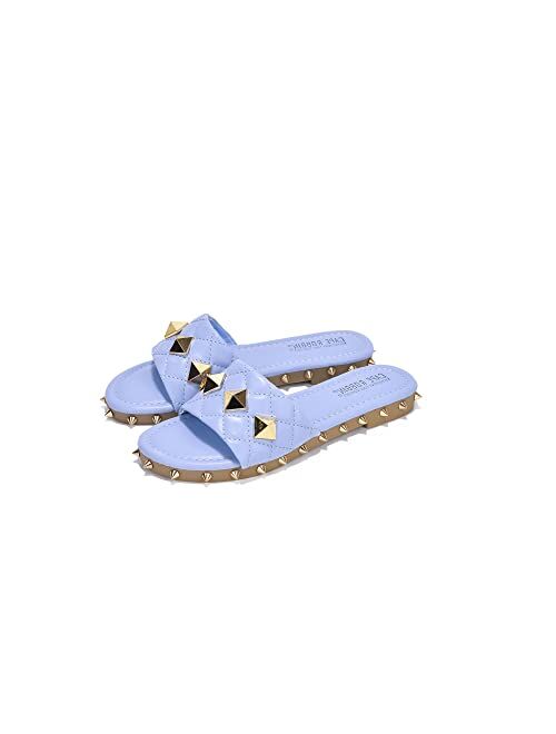 Cape Robbin Jest Sandals Slides for Women, Studded Womens Mules Slip On Shoes