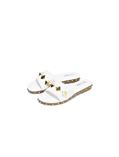 Cape Robbin Jest Sandals Slides for Women, Studded Womens Mules Slip On Shoes