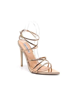 Women's Strappy Pointy Open Toe Ankle Strap Stiletto Sandal-Ada