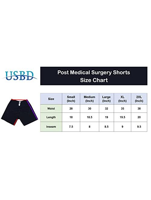 Usbd Post Medical Surgery Shorts Specialize Tearaway Recovery Short Pants for Men Women Unisex