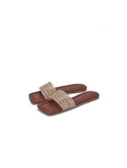 Bellamy Flat Sandals Slides for Women, Womens Mules Slip On Shoes