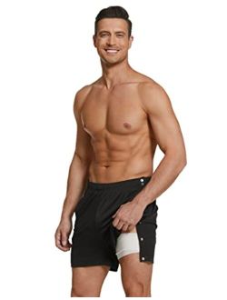 Deyeek Tear Away Gym Workout Shorts for Men Basketball Shorts with Pockets Side Snap Button Hip Post Surgery Tearaway Pants