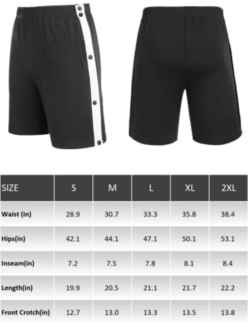 Buy Wataxii Mens Tear Away Basketball Shorts Side Snaps Full Open Sweat ...