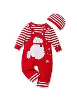 Vinuoker Baby Boy Christmas Clothes My First Christmas Outfits Sets Long Sleeve Romper New Years 3pc Pants Sets infant clothes sets