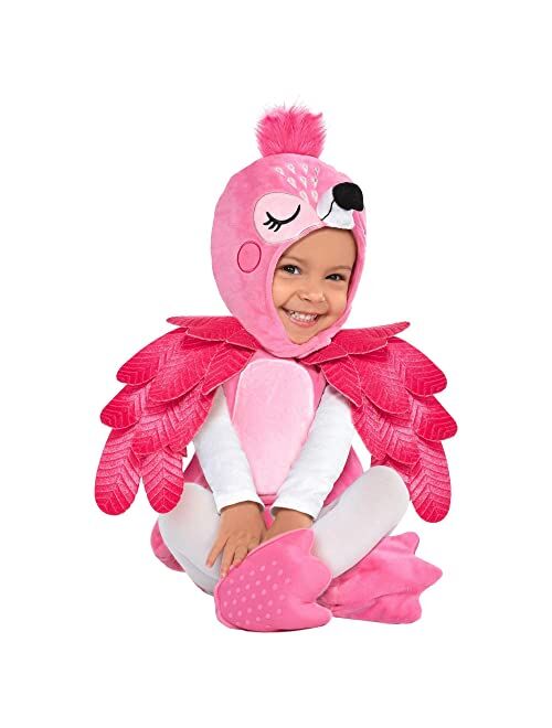 Party City Flamingo Costume for Babies, 12-24 Months, with Jumpsuit, Wings, Hood, and Booties