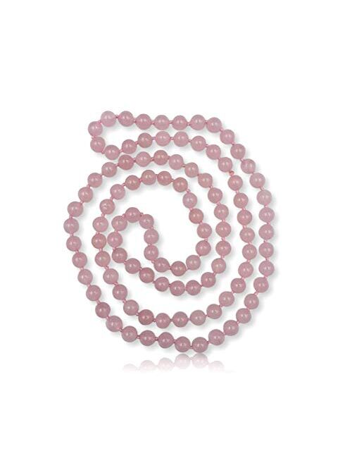 MGR MY GEMS ROCK! 36 Inch 7-8MM Polished-Fininsh Genuine Semi-Precious Stone Endless Infinity Long Beaded Strand Necklace.