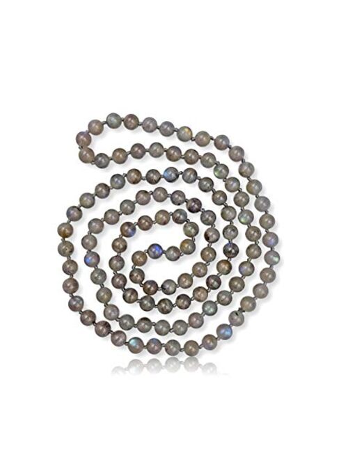 MGR MY GEMS ROCK! 36 Inch 7-8MM Polished-Fininsh Genuine Semi-Precious Stone Endless Infinity Long Beaded Strand Necklace.