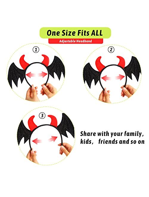 CCINEE 6 Pack Halloween Headbands Assorted Halloween Element Costume Headbands Eyeball Bat Spider Ghost Pumpkin Head Wears for Halloween Party Supply Cosplay Decoration