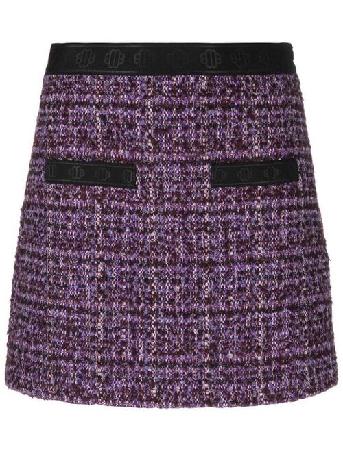 Maje logo-waistband tweed miniskirt