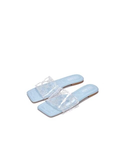 Shasha Sandals Slides for Women, Clear Womens Mules Slip On Shoes