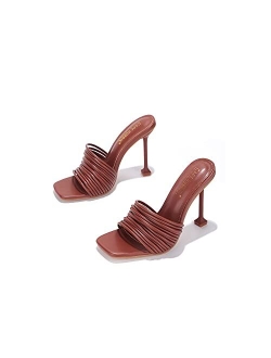 Mexmon Sexy High Heels for Women, Strappy Shoes Heels with Square Open Toe