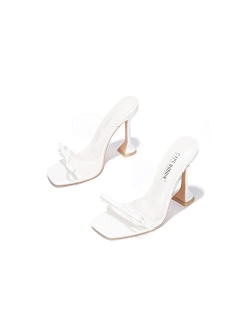 Miska High Heels for Women, Transparent Strappy Open Toe Shoes Heels for Women