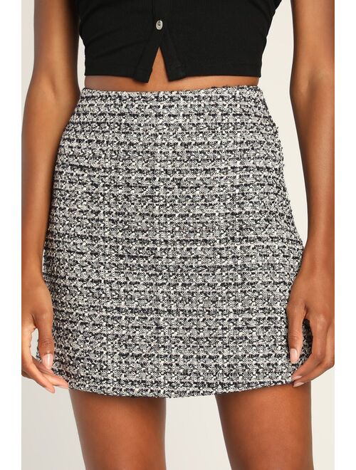 Lulus Cute Credentials Black Tweed Mini Skirt