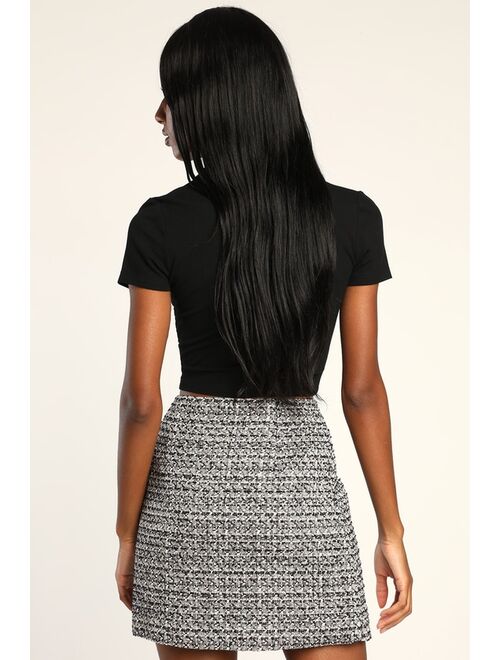 Lulus Cute Credentials Black Tweed Mini Skirt