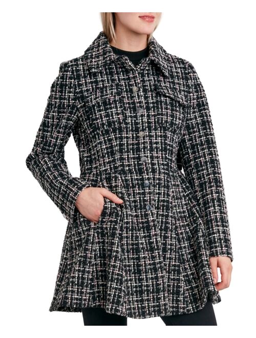 LAUNDRY BY SHELLI SEGAL Women's Single-Breasted Skirted Tweed Coat