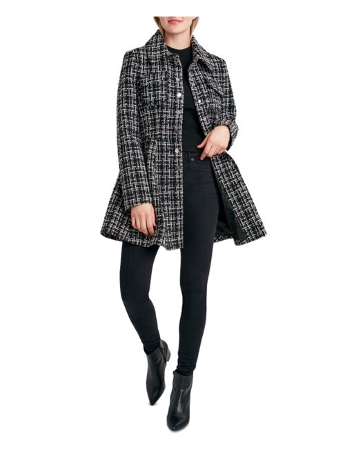 LAUNDRY BY SHELLI SEGAL Women's Single-Breasted Skirted Tweed Coat