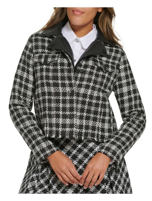 KARL LAGERFELD PARIS Women's Plaid Tweed Jacket