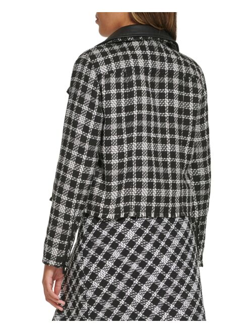 KARL LAGERFELD PARIS Women's Plaid Tweed Jacket