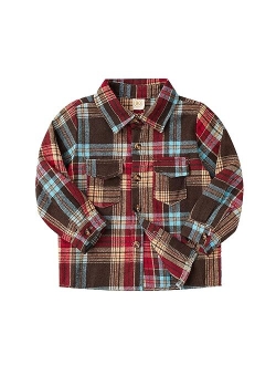 Adxsun Kids Toddler Boys Girls Plaid Flannel Shirt Long Sleeve Button Top Casual Fall/Winter Clothes 1-6T