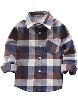 Mamami Kids Little Boys Girls Baby Long Sleeve Button Down Red Plaid Flannel Shirt Plaid Girl Boy NB-6T