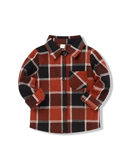 Fuermos Toddler Big Boys Girls Plaid Flannel Long Sleeve T-Shirt Family Matching Tops