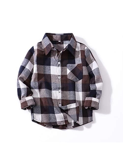 Fuermos Toddler Big Boys Girls Plaid Flannel Long Sleeve T-Shirt Family Matching Tops