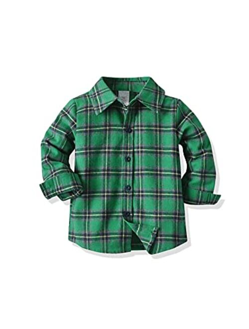 Fuermos Toddler Big Boys Girls Plaid Flannel Long Sleeve T-Shirt Family Matching Tops