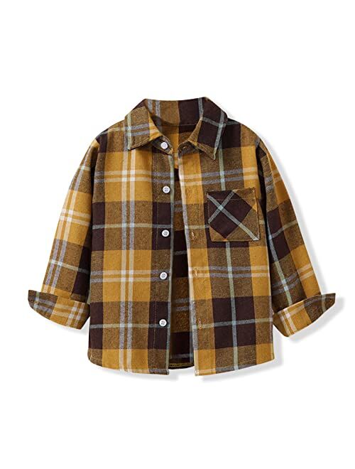 Fuermos Toddler Big Boys Girls Plaid Flannel Long Sleeve T-Shirt Family Matching Tops