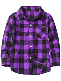 Betusline Boys' Button Down Plaid Shirt