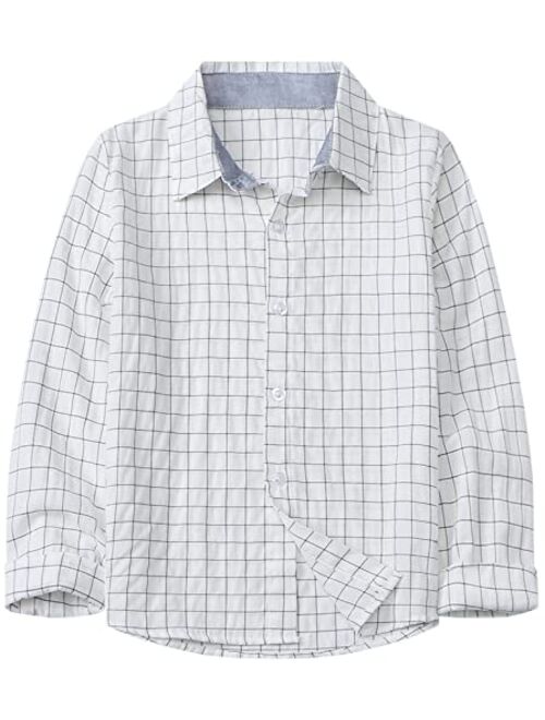 Betusline Boys' Button Down Plaid Shirt