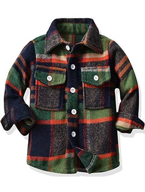 Betusline Boys' Button Down Plaid Shirt