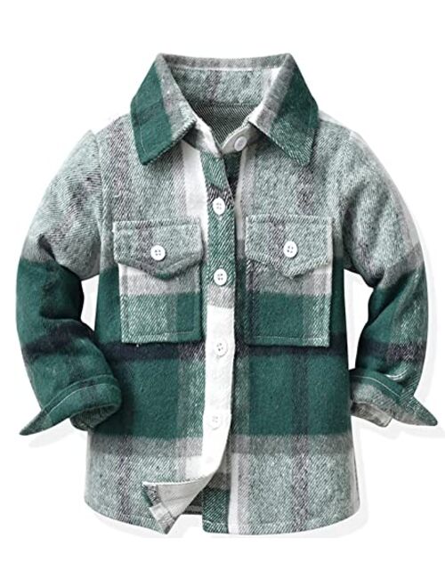 Betusline Boys' Button Down Plaid Shirt