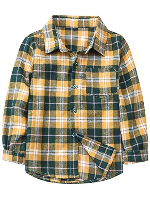 Betusline Boys' Button Down Plaid Shirt