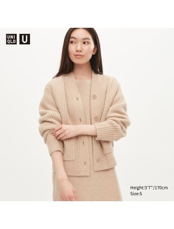 U Premium Lambswool Ribbed Long-Sleeve Cardigan