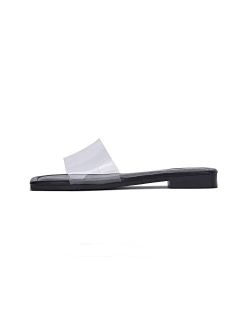 Mariah Sandals Slides for Women, Clear Womens Mules Slip On Shoes