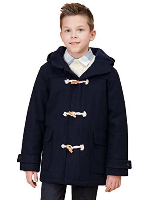 maoo garden Boys Winter Wool Coat Dress Peacoat Kids Heavy Sherpa Jacket Hooded Warm Thicken Windproof Overcoats