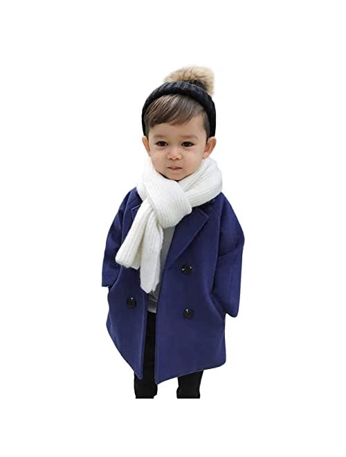 EnJoCho Toddler Baby Boys Winter Elegant Notched Collar Coat Double Breasted Trench Coat Warm Wool Pea Coat Jacket for Kids (Gray-02#, 4-5 Years)