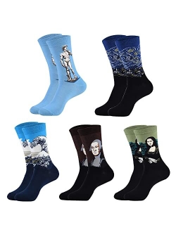 dizzyalpaca Cyberman Funny Socks Men's Fun Dress Socks Novelty Fashion Patterned Socks for Women&Men 5-Pair Colored Socks(Size:7-13)