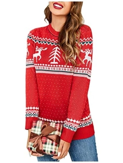 UNibelle Women's Ugly Christmas Sweater Christmas Tree Reindeer Pullover Jumper,S-XXL