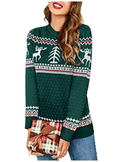 UNibelle Women's Ugly Christmas Sweater Christmas Tree Reindeer Pullover Jumper,S-XXL
