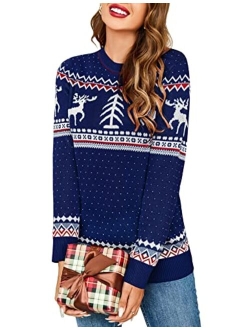 UNibelle Women's Ugly Christmas Sweater Christmas Tree Reindeer Pullover Jumper,S-XXL