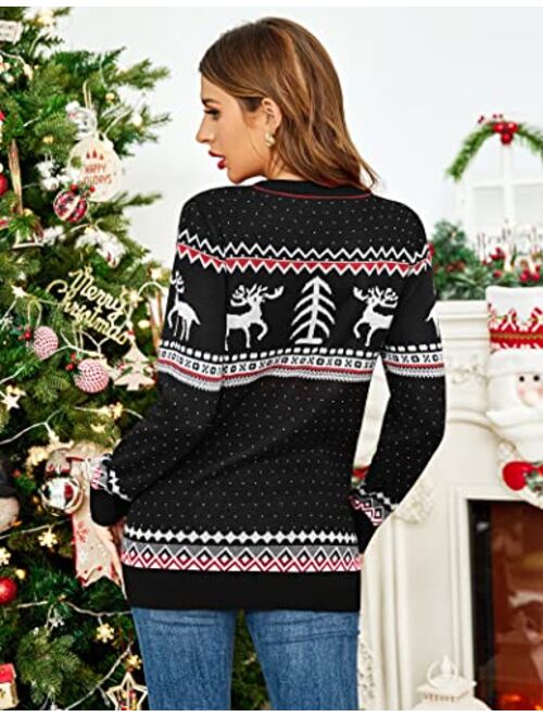 UNibelle Women's Ugly Christmas Sweater Christmas Tree Reindeer Pullover Jumper,S-XXL