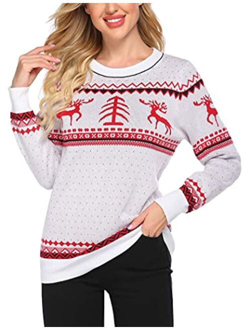 UNibelle Women's Ugly Christmas Sweater Christmas Tree Reindeer Pullover Jumper,S-XXL