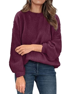 Women's Fashion Sweater Long Sleeve Casual Ribbed Knit Winter Clothes Pullover Sweaters Blouse Top