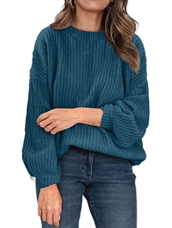 Women's Fashion Sweater Long Sleeve Casual Ribbed Knit Winter Clothes Pullover Sweaters Blouse Top