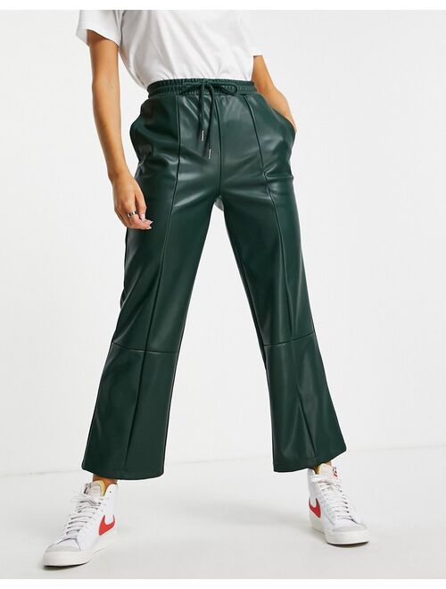 ASOS DESIGN faux leather pants in dark green