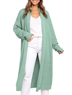 LILLUSORY Womens Long Cardigans Sweaters 2022 Fall Oversized Slouchy Knit Chunky Open Front Sweater Coat with Pockets