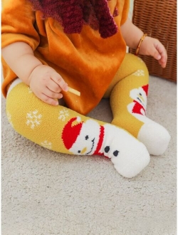 1pair Baby Christmas Snowman Print Socks