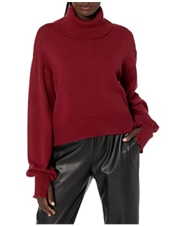 Women's @lucyswhims Side Button Cropped Turtleneck Sweater