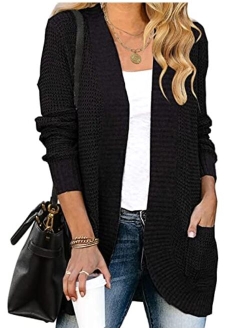 Womens Long Sleeve Open Front Cardigans Chunky Knit Draped Sweaters Outwear